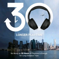 E11 Hybrid Active Noise Cancelling Headphones Wireless Over Ear Bluetooth Headphones with Microphone Deep Bass, Wireless Headphones with Hi-Fi Audio, Memory Foam Ear Cups, 30H Playtime - Black - Black, ✈️📦 DELIVERY by 12 to 15+ Days
