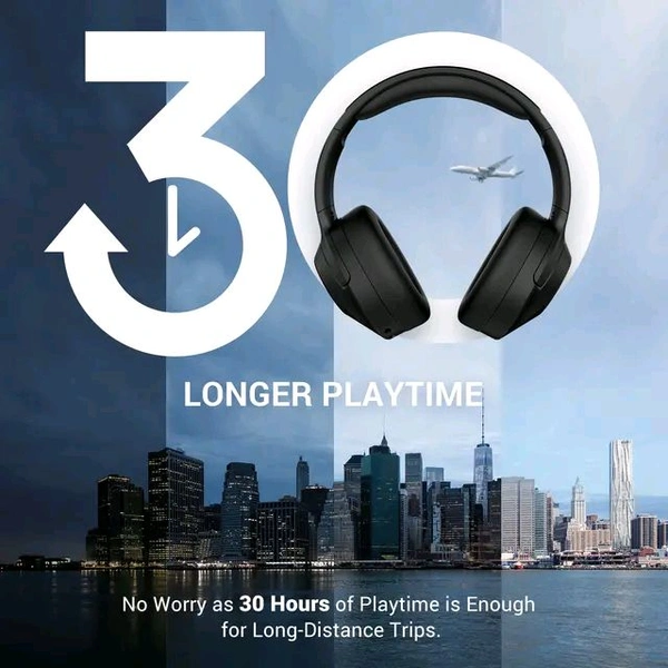 E11 Hybrid Active Noise Cancelling Headphones Wireless Over Ear Bluetooth Headphones with Microphone Deep Bass, Wireless Headphones with Hi-Fi Audio, Memory Foam Ear Cups, 30H Playtime - Black - Black, ✈️📦 DELIVERY by 12 to 15+ Days