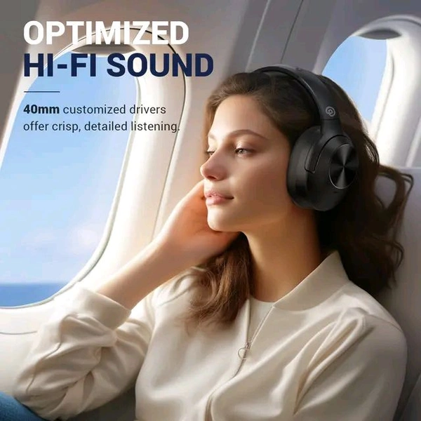 E11 Hybrid Active Noise Cancelling Headphones Wireless Over Ear Bluetooth Headphones with Microphone Deep Bass, Wireless Headphones with Hi-Fi Audio, Memory Foam Ear Cups, 30H Playtime - Black - Black, ✈️📦 DELIVERY by 12 to 15+ Days