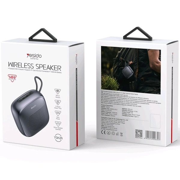 Yesido YSW24 5W Waterproof Mini Portable Outdoor Super Bass Bluetooth Speaker - Black, ✈️📦 DELIVERY by 12 to 15+ Days
