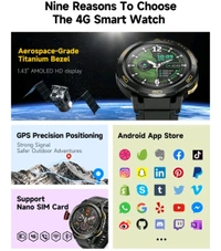 Z1 Rugged Hybrid Quality Android 4G Sim Card Slot Smart Watch IP68 Waterproof With Titanium Bezel Single Camera- Indian 4G Network Support (2GB RAM 16GB ROM) - BLACK, ✈️📦Will Be Delivered In 12 Days