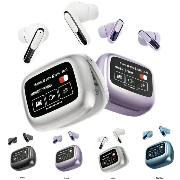 Live Beam 3 LIVE BEAM 3 Bluetooth 5.4 High Certified Quality Wireless Earbuds With Amoled Touch Screen Display (680mAh Battery) - BLACK