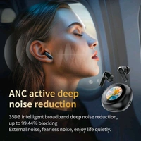 Round Hi-Fi LX30 Round Hi-Fi LX-30 Wireless Bluetooth Earphone With Full Colour Intelligent Touch Display, 30 Hours Playtime, New Bluetooth 5.4 Technology (Black / White) - BLACK