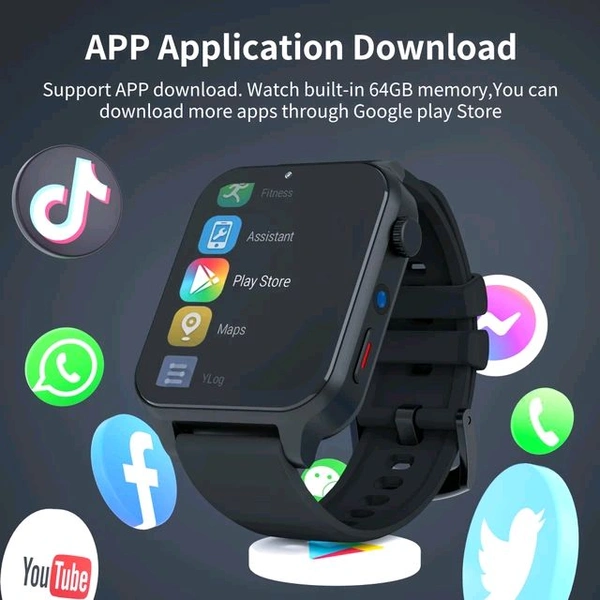 KOM3 4G Smart Watch With Camera - BLACK
