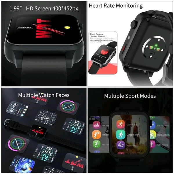 KOM3 4G Smart Watch With Camera - BLACK