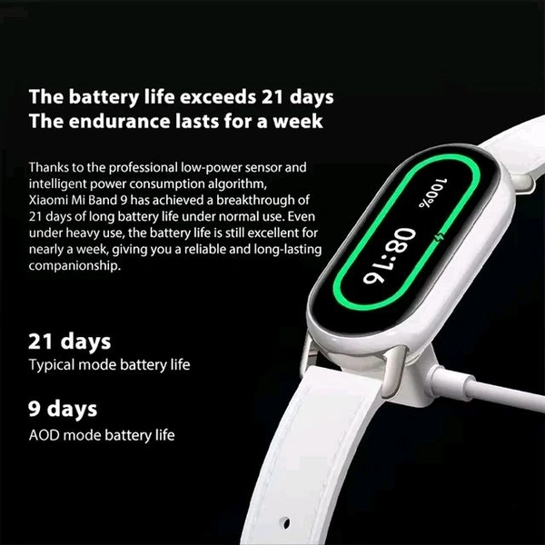 Xiaomi Mi Band 9 Fitness Tracker With Heart Rate Monitoring | Sleep Tracking | 21 Days Battery Life HyperOS - BLACK