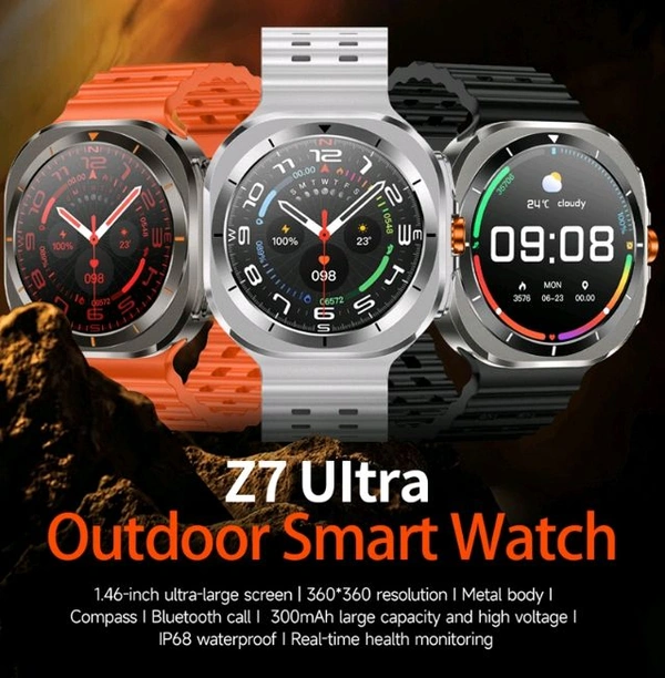 Z7 Ultra 2024 With Amoled Display And Sport Sos Compass Navigation Heath Sleep Monitor Mobile Phone Calls - BLUE