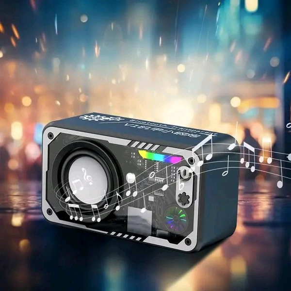 V1 Portable Wireless Mini Bluetooth With High Fidelity 3D Sound LED Technology Subwoofer Small Speaker  - Black