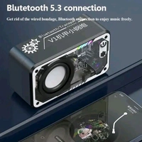 V1 Portable Wireless Mini Bluetooth With High Fidelity 3D Sound LED Technology Subwoofer Small Speaker  - Black