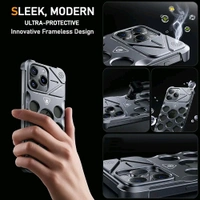 Apple iPhone 14, iPhone15, iPhone 16 Series Metal Alluminium Heat Protection Hybrid Mobile Case - Gold, I Phone 14