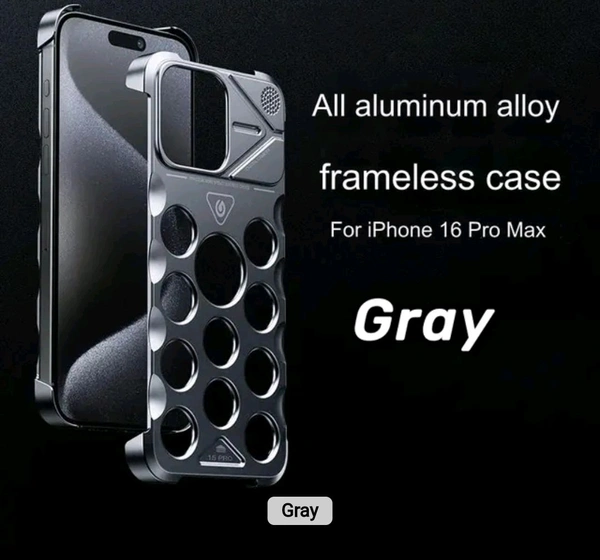 Apple iPhone 14, iPhone15, iPhone 16 Series Metal Alluminium Heat Protection Hybrid Mobile Case - Gray, I Phone 15