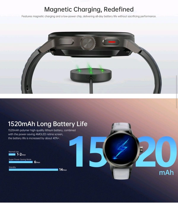 DM82 Global Version 4G SIM Android 1.75 Inch Amoled Display IP67 Water Resistant Smart Camera Smartwatch - 2GB + 16GB, Black