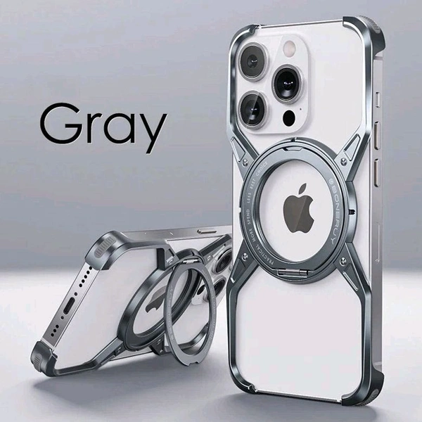 Titanium Frameless Cooling Luxury Bracket Case For iPhone 13 , iPhone 14, iPhone 15, iPhone 16 Series - Grey, iPhone 13 PRO MAX