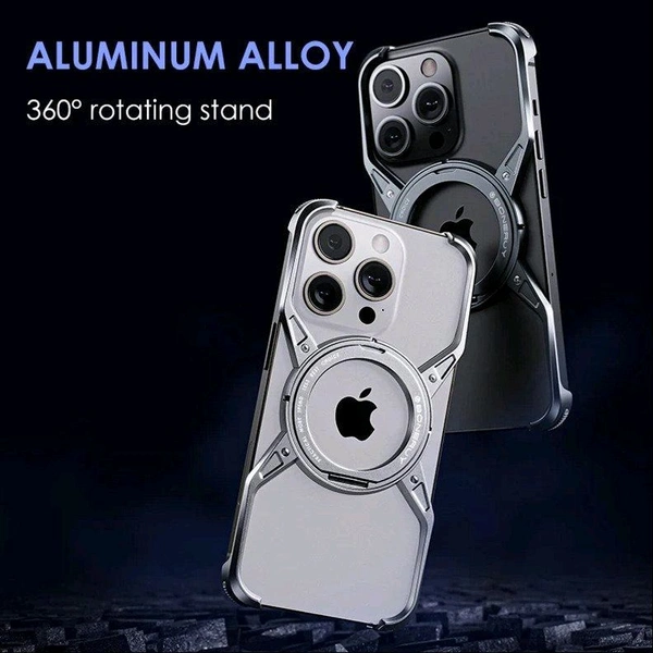 Titanium Frameless Cooling Luxury Bracket Case For iPhone 13 , iPhone 14, iPhone 15, iPhone 16 Series - Grey, iPhone 13 PRO MAX