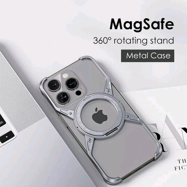 Titanium Frameless Cooling Luxury Bracket Case For iPhone 13 , iPhone 14, iPhone 15, iPhone 16 Series - Silver, iPhone 14 PRO
