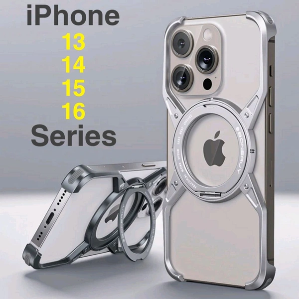 Titanium Frameless Cooling Luxury Bracket Case For iPhone 13 , iPhone 14, iPhone 15, iPhone 16 Series - Silver, iPhone 13 PRO