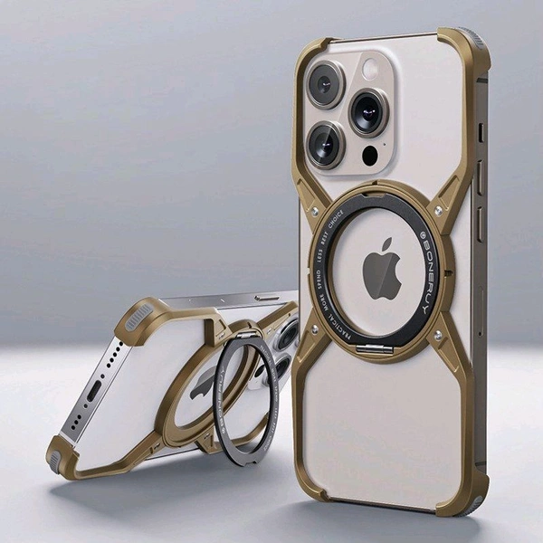 Titanium Frameless Cooling Luxury Bracket Case For iPhone 13 , iPhone 14, iPhone 15, iPhone 16 Series - Silver, iPhone 16 PRO