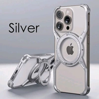 Titanium Frameless Cooling Luxury Bracket Case For iPhone 13 , iPhone 14, iPhone 15, iPhone 16 Series - Silver, iPhone 16 PRO