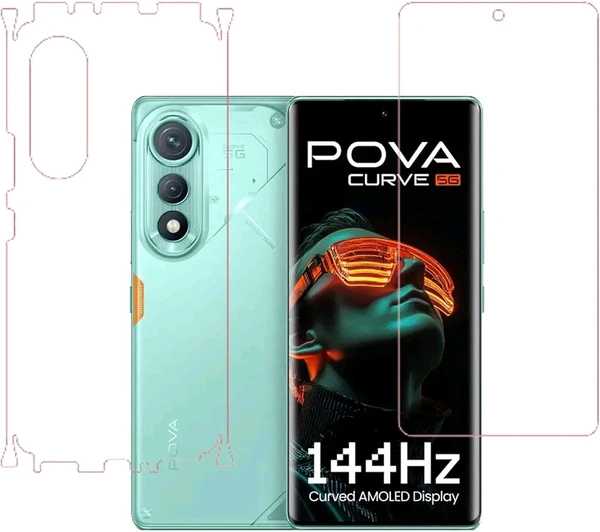 Mobi Hard Techno Pova Curve 5G Matt & Transparent Unbreakable Scratch Gaurd Hydrogel Membrane for Tecno Pova Curve 5G With Coverage and Easy Installation (Front Clear & Back Clear with side) - Transperent, 2