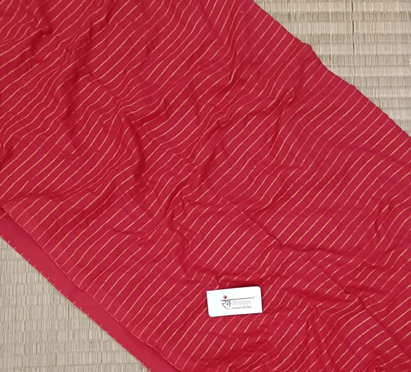 RangDhaaga Red Zari Lining Saree - Free