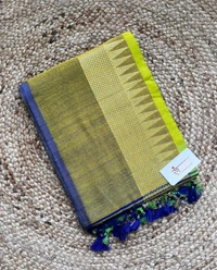 RangDhaaga Light Green With Olive Green Temple Border