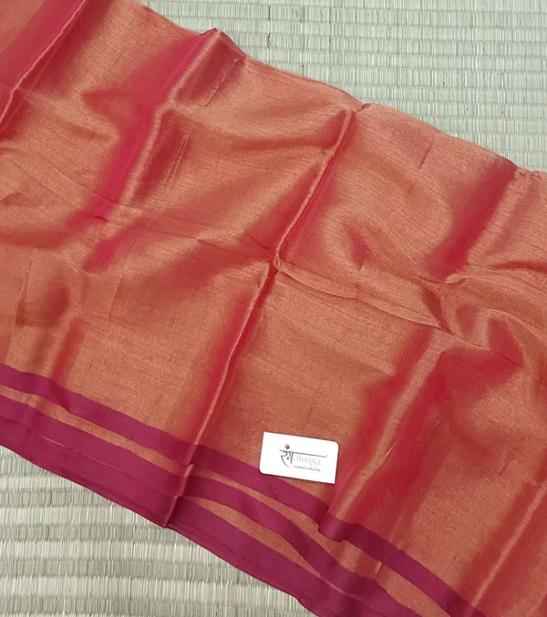 Rangdhaaga  Cooper Plain Raga Tissue Saree