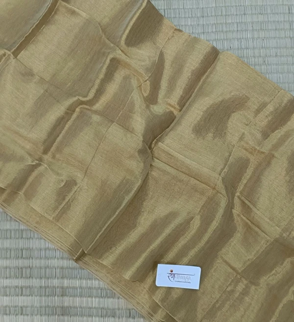 RangDhaaga Golden Plain Raga Tissue Saree