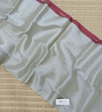 RangDhaaga Rose Gold  With Red Border Raga Tissue Saree