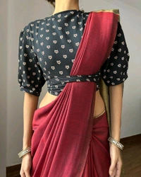 RangDhaaga maroon hand woven pure khadi dual colour pompom saree