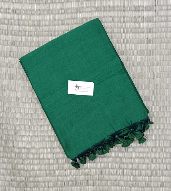 RangDhaaga Green Plain Khadi Saree