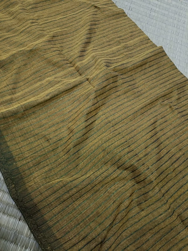 RangDhaaga Khakhi Zari Lining Khadi Saree