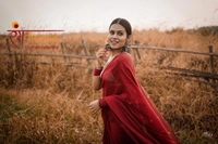 RangDhaaga Maroon Sequence Khadi Saree