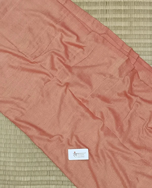 RangDhaaga Orange Dual Tone Plain Khadi Saree