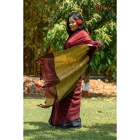 RangDhaaga Khadi Saree Maroon With Black