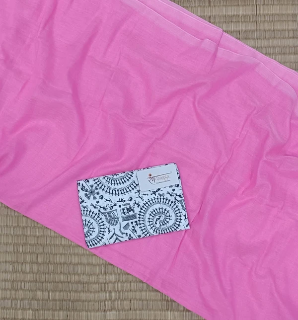 RangDhaaga Baby pink Handloom Cotton Saree With Designer Blouse