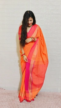 RangDhaaga Orange With Light Orange Temple Border 