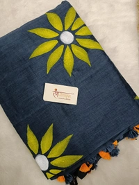 Rangdhaaga  Grey Floral Hand Painted Saree