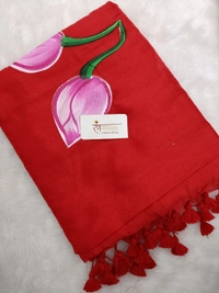 Rangdhaaga  Red Floral Hand Painted Saree