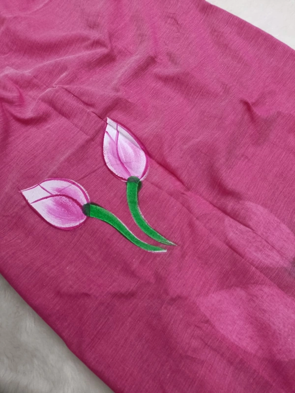 Rangdhaaga  PinkFloral Hand Painted Saree