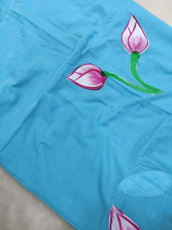 Rangdhaaga  Blue Floral Hand Painted Saree