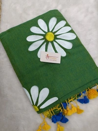 Rangdhaaga   Green Floral Hand Painted Saree