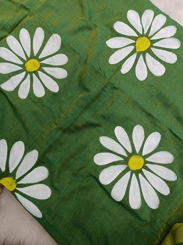 Rangdhaaga   Green Floral Hand Painted Saree