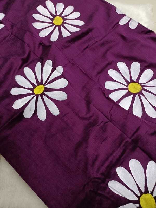 Rangdhaaga  Wine Floral Hand Painted Saree