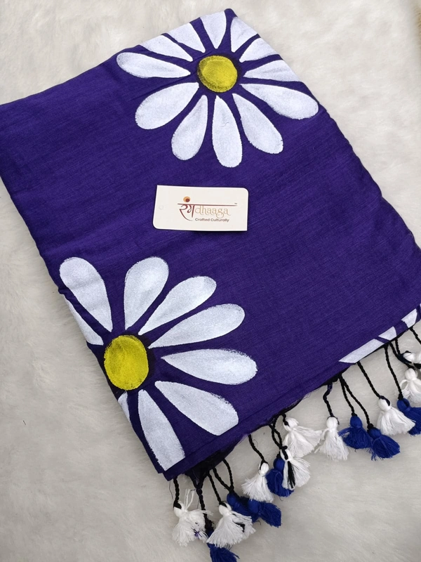 Rangdhaaga  Purple Floral Hand Painted Saree