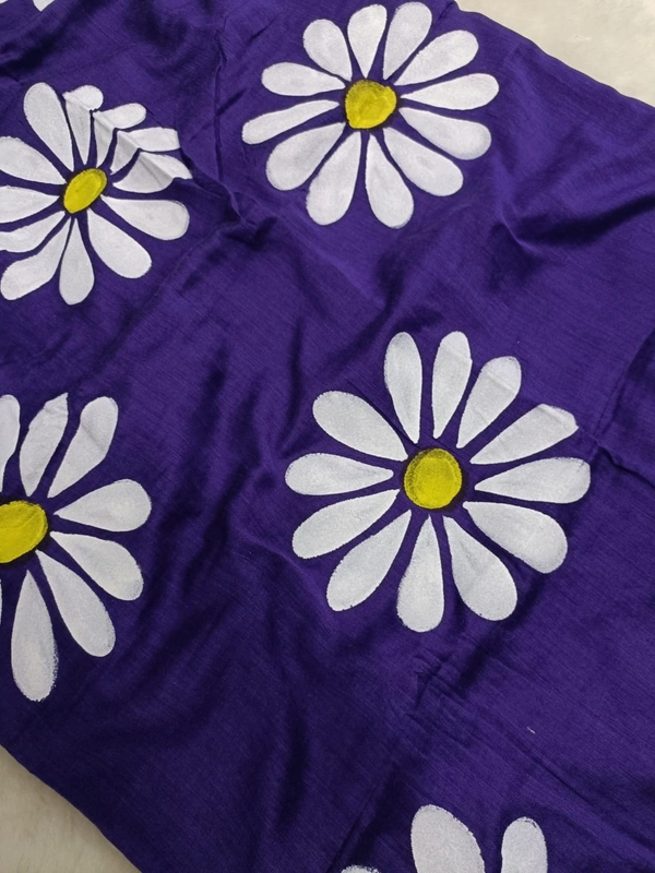 Rangdhaaga  Purple Floral Hand Painted Saree