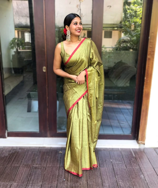 Green With Red Raga Tissue Saree