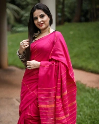 Rangdhaaga  Pink Khesh Cotton Saree