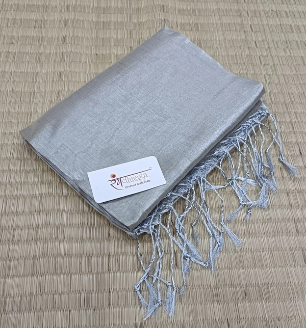 RangDhaaga Silver Raga Tissue Saree