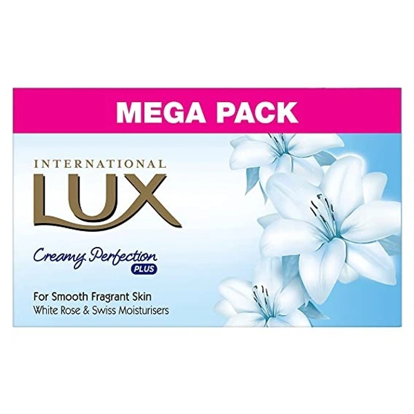 Lux International Creamy Swiss Moisturizer bathing Soap|For Glowing Skin|Mega Pack of 4x125g Beauty soap, White
