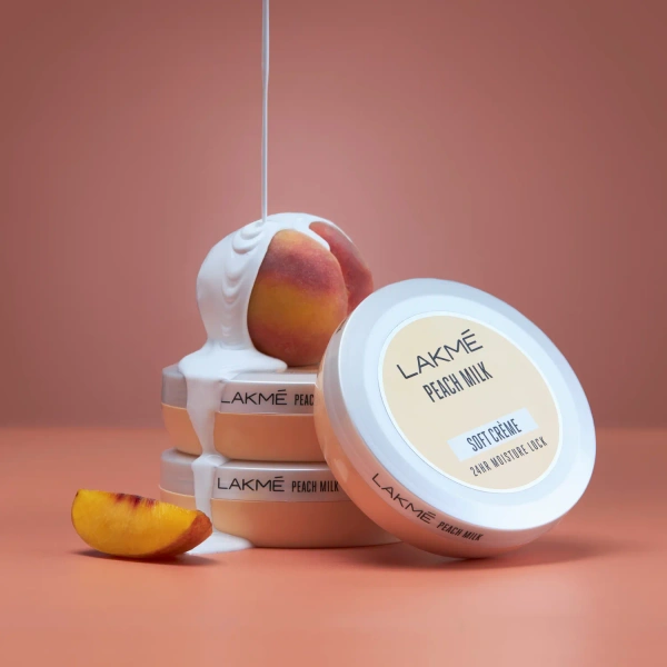 Lakme Peach Milk Soft Creme Moisturizer, Lightweight Face Cream, Non Sticky, Locks Moisture For 24 Hours For Soft And Glowing Skin, 25g